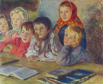 Nikolay Petrovich Bogdanov Belsky Painting - Niños en una clase Nikolay Bogdanov Belsky